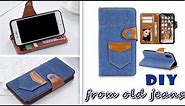 diy flip phone case from old jeans & fast way to make with credit card holder