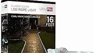 UltraPro LED Rope Lights, 16ft Classic Clear Rope, Cool White Light 5000K, Indoor/Outdoor, Flexible, Linkable, Durable, Rope Lights Outdoor, 54842