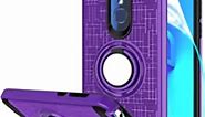 Compatible for Alcatel 3 Case,Revvl 2,5052W Phone Case,[HD Screen Protector] Heavy Duty Shockproof Protective Cover Rotatable Ring Kickstand Fit Magnetic Car Mount-Purple