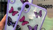 cute bling glitter case purple butterfly case for iPhone XR