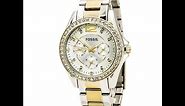 Fossil ES3204 Women's Riley Silver Dial Two Tone Steel Multifunction Watch Review Video