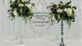 DIY Tall Blissfully Green Candlestick Wedding Centerpiece with $5Dollar Tree Vase Hack!|DIY Tutorial