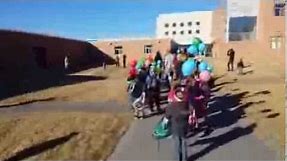 Dudley Elementary 100 days of school balloon release