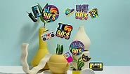 24 Pieces 90s Party Decorations 1990s Centerpiece Sticks Party Supplies, 90's Throwback Themed Table Toppers Birthday Decor, Back to The 90s Photo Booth Props Party Sign