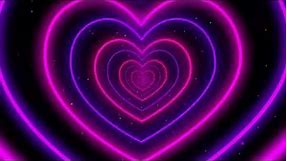 Neon led lights Heart Tunnel Particles Background | 4k 60p Heart Background Disco Pink and Purple