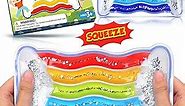 Squishy Sensory Toys for Kids - Fidget Toy Sensory Tube Filled with Colorful Goo, Glitter, Calming Tool for Autism, ADHD - Easter Basket Stuffer, Classroom Prizes, Goodie Bag Stuffers (Rainbow)
