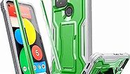FITO for Pixel 5 Case, Dual Layer Shockproof Heavy Duty Case with Screen Protector for Google Pixel 5 Phone, Built-in Kickstand (Green)