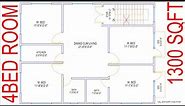 HOUSE PLAN DESIGN | EP 05 | 1300 SQUARE FEET 4 BEDROOMS HOUSE PLAN | LAYOUT PLAN