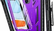 FNTCASE for iPhone 11 Phone Case : with Belt-Clip Holster & Kickstand - Heavy Duty Military Grade Protection Cover Shockproof TPU Shell Rugged Durable Full Protective Phonecase - 6.1 inch Purple