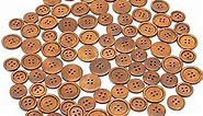 80 Pcs Wooden Buttons,4 Holes Round Assorted Brown Wood Buttons,2 Sizes 20/25mm Large Natural Wooden Buttons for Crafts Sewing Clothing Sweater Coat DIY Decorations