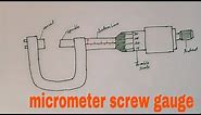 how to draw micrometer screw gauge | step by step Tutorial