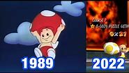 Evolution of Toad taking his hat off 1989-2022
