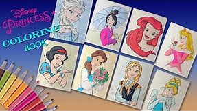 Disney Princess Coloring Book Elsa Ariel Cinderella Belle Snow White Jasmine Anna Mulan Aurora