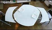 Baobab round white glass extendable kitchen table on wood base