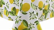 LIBERECOO Vinyl Tablecloth Flannel Backed Stain-Resistant Table Cloth Waterproof Oil-Proof Wipeable Indoor/Outdoor Picnic, BBQ and Dining Table Cover…(60 x 60 Inch Square, Lemon)
