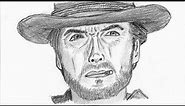 Drawing a Man with No Name | Clint Eastwood from A Fistful of Dollars | Timelapse