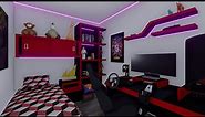 Black and red gaming room design with bed | 3.0m x 2.5m (7.5 sqm)