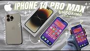  IPHONE 14 PRO MAX (GOLD) UNBOXING 📦🌱✨ | Unboxing, Camera Test, Phone Cases + ios 16 Set Up!