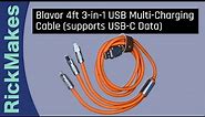 Blavor 4ft 3-in-1 USB Multi-Charging Cable (supports USB-C Data)