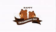 Happy Groundhog Day. Handwritten animated text with cute groundhog. 2 February. Lettering animation groundhog day. Suitable for groundhog day celebration or greeting card