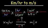 How To Convert From Km/hr to m/s and m/s to Km/hr - With Shortcut!