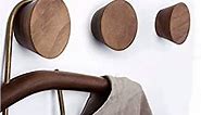 3 Piece Natural 3 PCS, Natural Wooden Coat Hooks, Wall Mount Single Hat Bag Hooks, Decorative Cone Hooks (Black walunt)