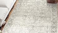 ReaLife Machine Washable Rug - Stain Resistant, Non-Shed - Eco-Friendly, Non-Slip, Family & Pet Friendly - Made from Premium Recycled Fibers - Vintage Distressed Traditional - Beige Ivory, 4' x 6'