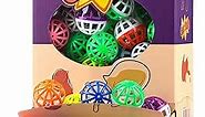 CHIWAVA 45PCS 1.6'' Cat Toy Ball with Bell Plastic Lattice Jingle Balls Kitten Chase Pounce Rattle Toy Assorted Color