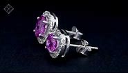 FG29 - Pink Sapphire 7 x 5mm And Diamond 18K White Gold Earrings