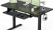 Marsail Standing Desk Adjustable Height with Extra Large Keyboard Tray, Electic Adjustable Desk with 4 Memory Presets Cable Management 2 Storage Hooks, Sit Stand Up Desk for Home Office