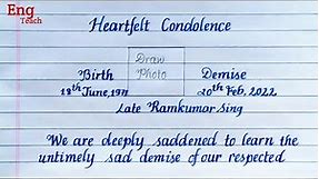 Formal letter of condolence | Condolence letter writing | letter |handwriting | writing | Eng Teach
