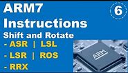 ARM Instruction Set - Shift & Rotate Instructions- LSL, LSR, ASL, ASR,ROR, RRX