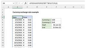 Currency exchange rate example