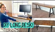 DIY EASY LONG RUSTIC COMPUTER DESK TUTORIAL FOR $100 OR LESS