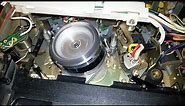 Inside an old top loading JVC VCR