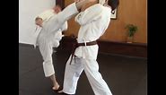 rotating around the center in karate kicking