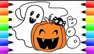Halloween Coloring Pages | Pumpkin and Ghost! (Drawings for Kids)