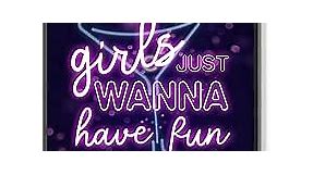 Girls Just Wanna Have Fun Colorful Neon Typography Wall Art for Teen Girl Room Bedroom Decor Funny Girl Quote - Positive Wall Art Inspirational Wall Art Motivational Quotes Decor for Home Office - By FESOGO | Poster UNFRAMED