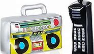 2 Pieces Inflatable Radio Boombox Inflatable Mobile Phone Props for 80s 90s Party Decorations Hip Hop Theme Birthdays Party Supplies