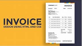 How to Make a Modern Invoice Design Using HTML and CSS | Invoice Design Tutorial | Bridge Code