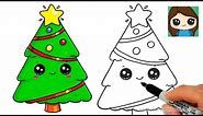 How to Draw a Christmas Tree and Star EASY and Cute