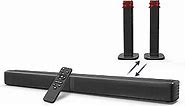 Sound Bar, Bass Speakers for Smart TV with Dual Subwoofer 3D Surround Sound System, 32 Inch 2.2CH Home Theater Audio Soundbar, HDMI ARC Connection, 2 in 1 Detachable & Wall Mountable