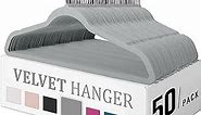 Premium Velvet Hangers 50 Pack, Heavy Duty Study Gray Hangers for Coats, Pants & Dress Clothes - Non Slip Clothes Hanger Set - Space Saving Felt Hangers for Clothing