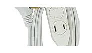 SlimLine 2235 Indoor Flat Plug Extension Cord, 3 Foot Cord, Right Angled Plug, 16 gauge, 3 Polarized Outlets, 125 Volts, Space Saving Design, Neutral White Color, UL and CUL Listed…