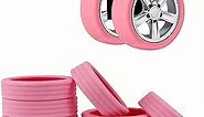 Silicone Luggage Compartment Wheel Protection Cover, for Protect Suitcase Wheels. Dule-Spinner Wheels Luggage for Noise and Shock Reduction 8 Pcs Wheels Protector(Pink)