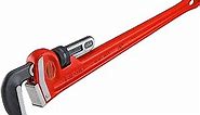 RIDGID 31035 Heavy-Duty Straight Pipe Wrench, 36" Sturdy Plumbing Wrench with Self Cleaning Threads and Hook Jaws, Red