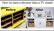 How to turn a dresser into a TV Stand ~ DIY Furniture Flip