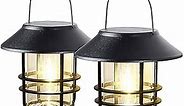 2 Pack Solar Lantern Wall Lights Fixtures, Solar Powered Porch Light, Heavy Glass & Stainless Hanging Solar Wall Sconce Outdoor,for Porch, Yard