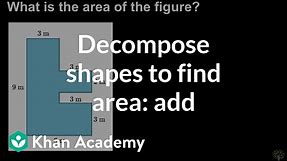 Decomposing shapes to find area (add) | Math | 3rd grade | Khan Academy