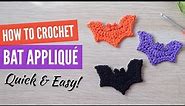 How to Crochet a Bat Applique EASY BEGINNER 🦇